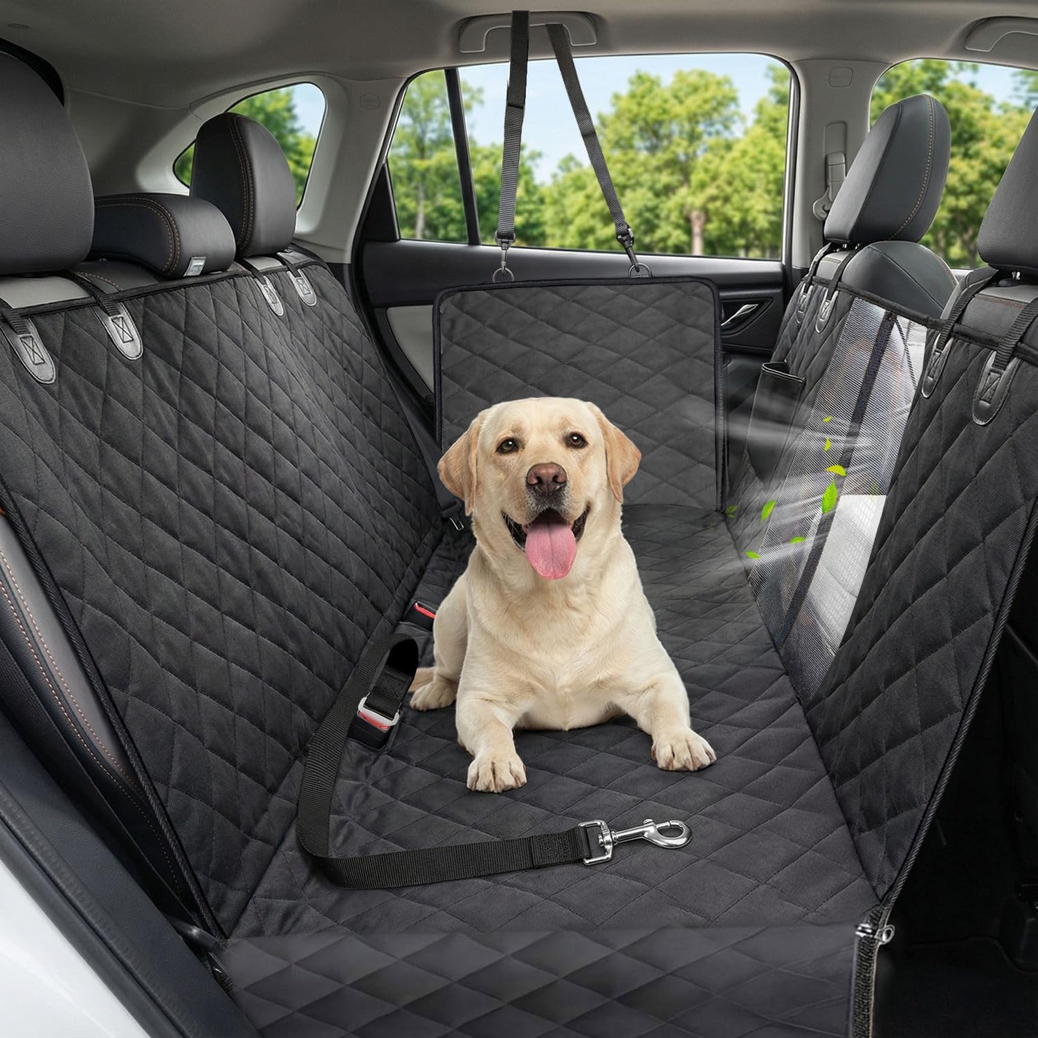 Dog Car Seat Cover, 600D Heavy Dute Car Seat Cover for Dogs Pets, 100% Waterproof Anti-Scratch Nonslip Dog Hammock for Cars, Seat Covers Protector with Seatbelt for Sedan SUV Truck Standard Black