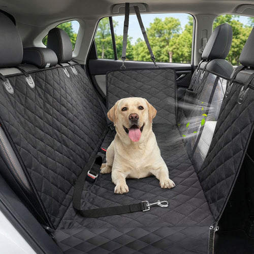 Dog Car Seat Cover, 600D Heavy Dute Car Seat Cover for Dogs Pets, 100% Waterproof Anti-Scratch Nonslip Dog Hammock for Cars, Seat Covers Protector with Seatbelt for Sedan SUV Truck Standard Black